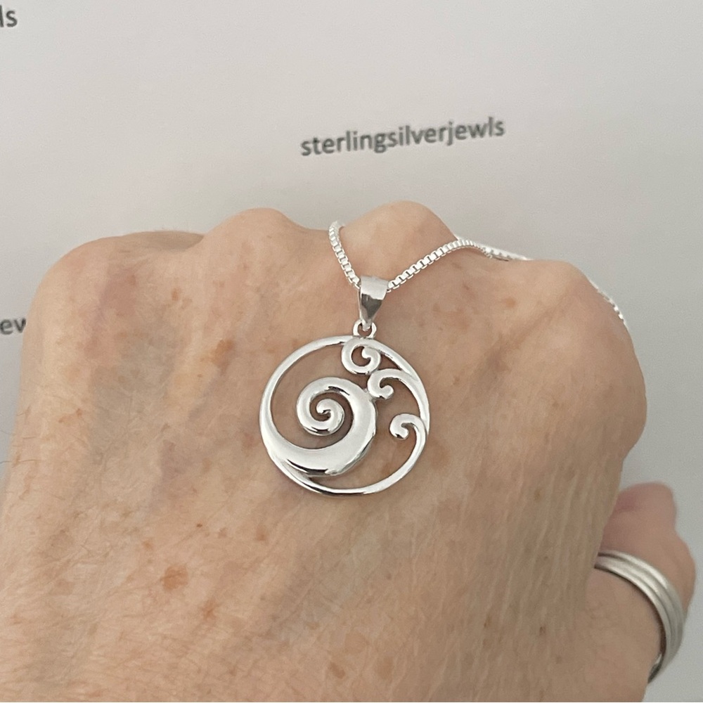 Sterling Silver Multiple Waves Necklace, Surfer J… - image 6